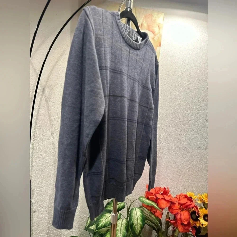 Oscar De La Renta Sweater Gray Blue Long Sleeve size M - Picture 3 of 13